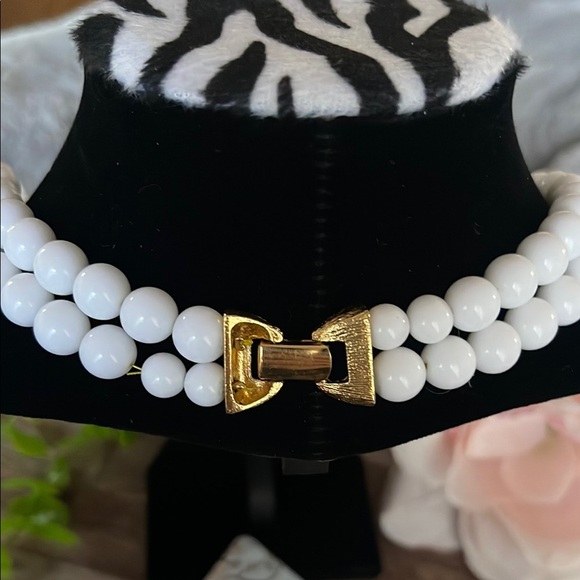 Napier White and Gold Double-Strand Pearl Necklace - Picture 6 of 8